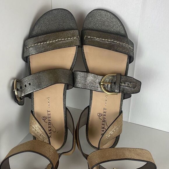 Naked Feet Zeke Women's Sandals Pewter Gold 8.5 - Picture 7 of 10